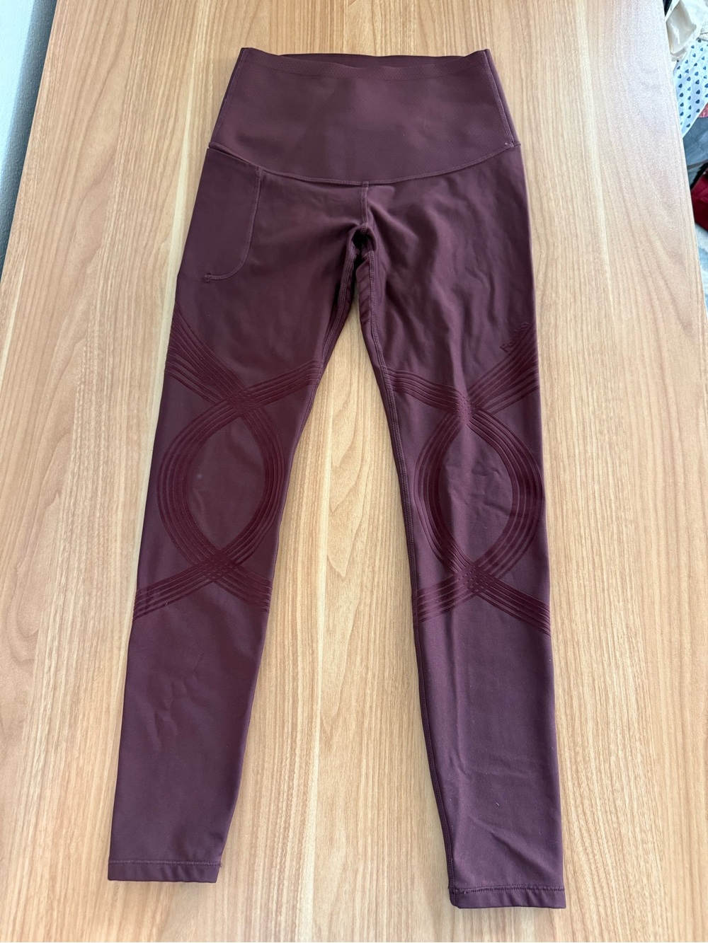 Fanka Compression Body Sculpt Leggings High Rise Burgundy Reversible Women Small
